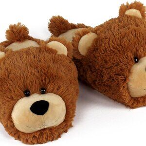 Fuzzy Bear Slippers for Women and Men Plush Teddy Bear House Shoes
